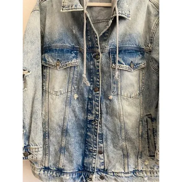 Free People Flawless Hooded Denim Jacket S - Picture 3 of 7